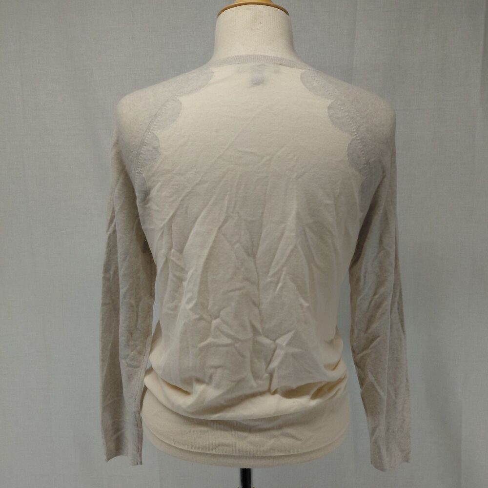 J.Crew Ringer Style LS Crewneck lightweight sweater cream/ gray SZ M - Picture 3 of 8